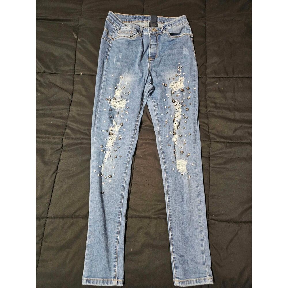 Funky Soul Embellished Distressed Jeans | Size 29 | Princesscore Coquette Glam